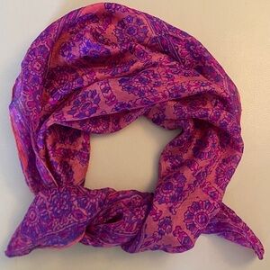 Indian Pink and Purple Silk Scarf- Vintage